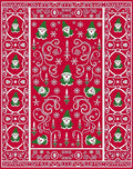Red Gnome Snowflake Festive Pattern Rug