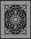 Black White Ornate Floral Mandala Rug