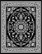 Black White Ornate Floral Mandala Rug