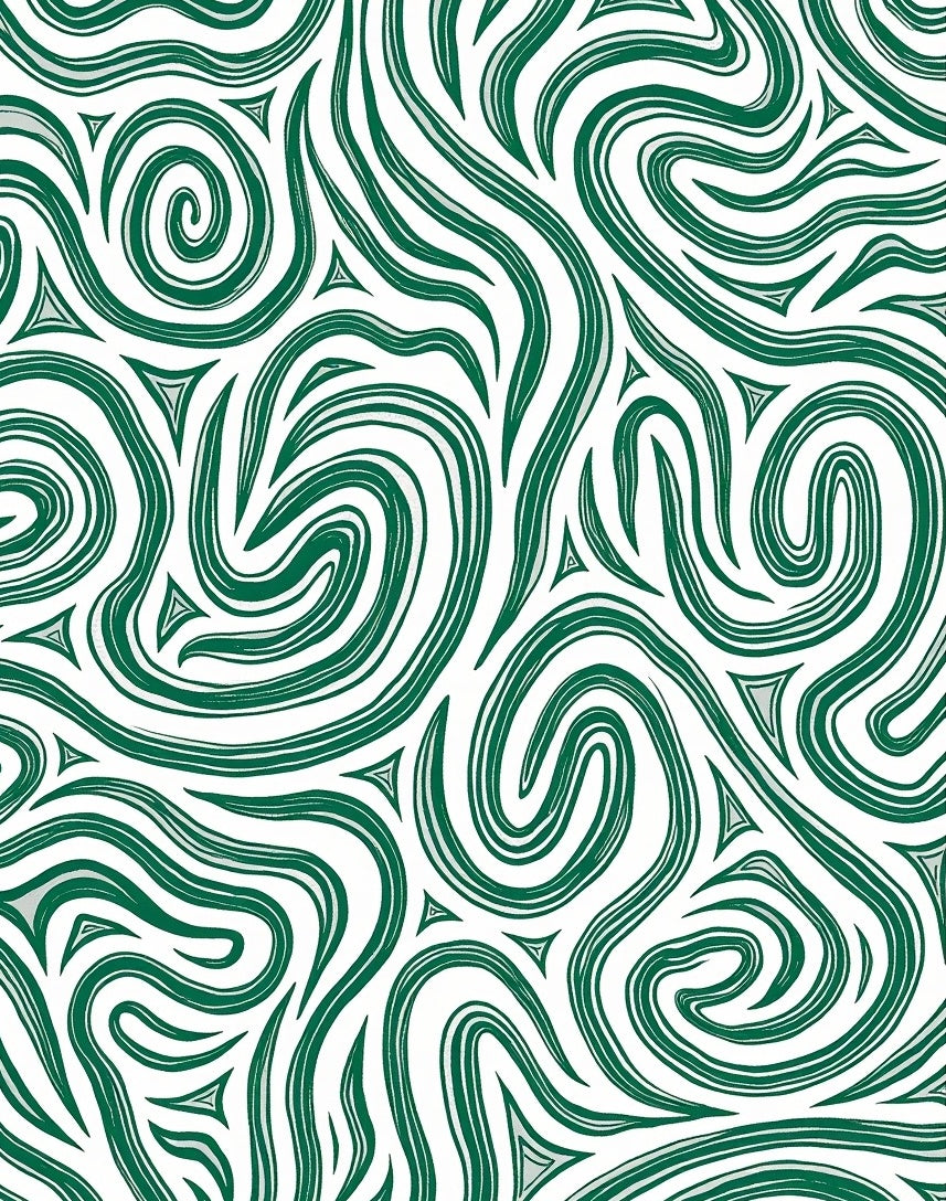 Abstract Swirling Green Pattern Design Rug