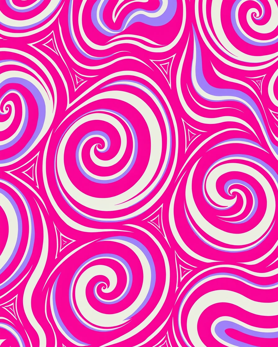 Vibrant Pink Swirling Geometric Pattern Rug