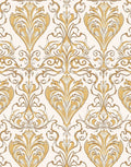 Gold Damask Flourish Pattern Rug