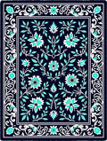 Turquoise Floral Vine Pattern Rug