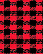 Red Black Abstract Checkered Design Rug