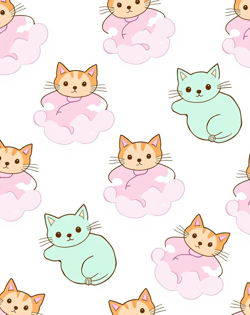 Whimsical Kittens In Clouds Pattern Rug