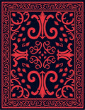 Red Floral Symmetrical Art Rug