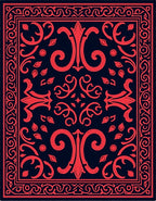 Red Floral Symmetrical Art Rug
