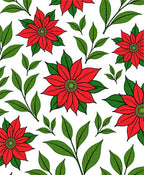 Red Flower Green Leaf Pattern Rug