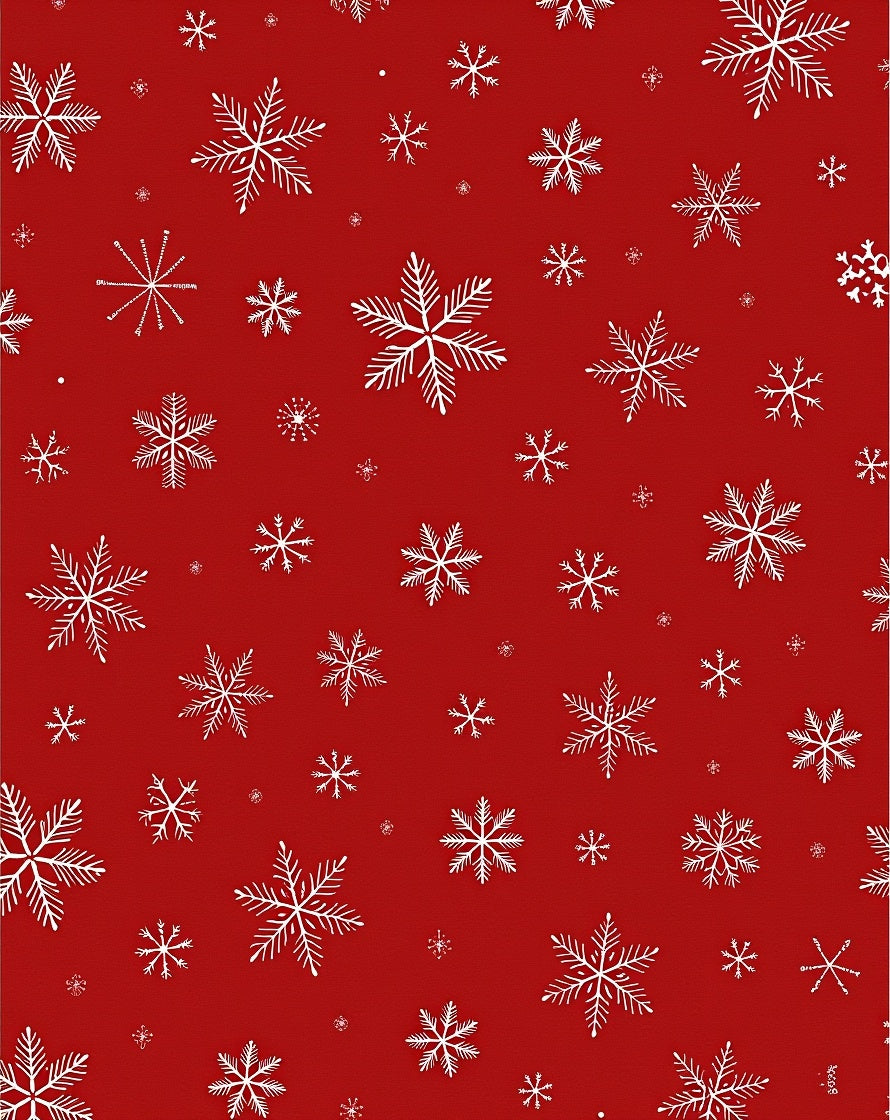 Red Snowflake Patterned Winter Design Rug