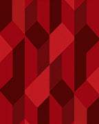 Bold Red Geometric Cubes Design Rug