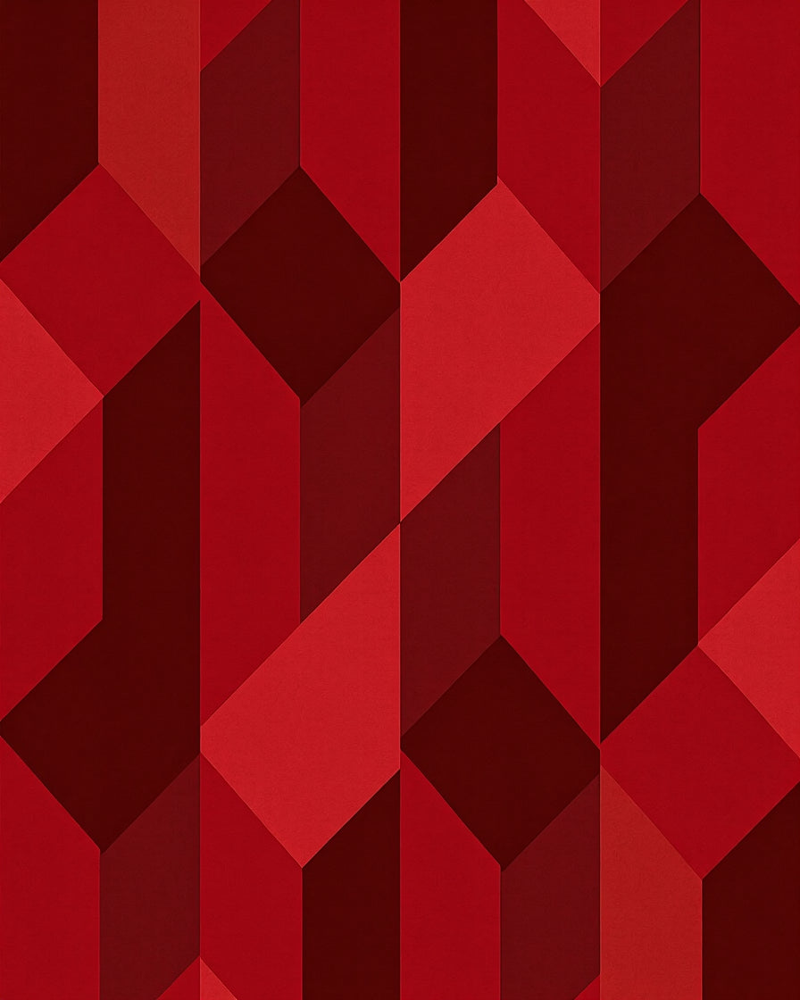 Bold Red Geometric Cubes Design Rug