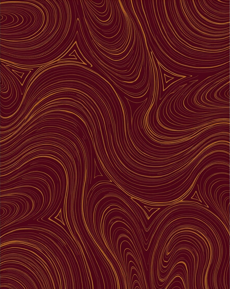 Maroon Gold Swirl Pattern Rug