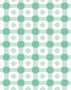 Soft Green Gingham Diamond Pattern Rug