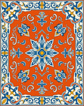 Ornate Floral Tile Pattern Rug