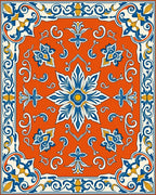 Ornate Floral Tile Pattern Rug