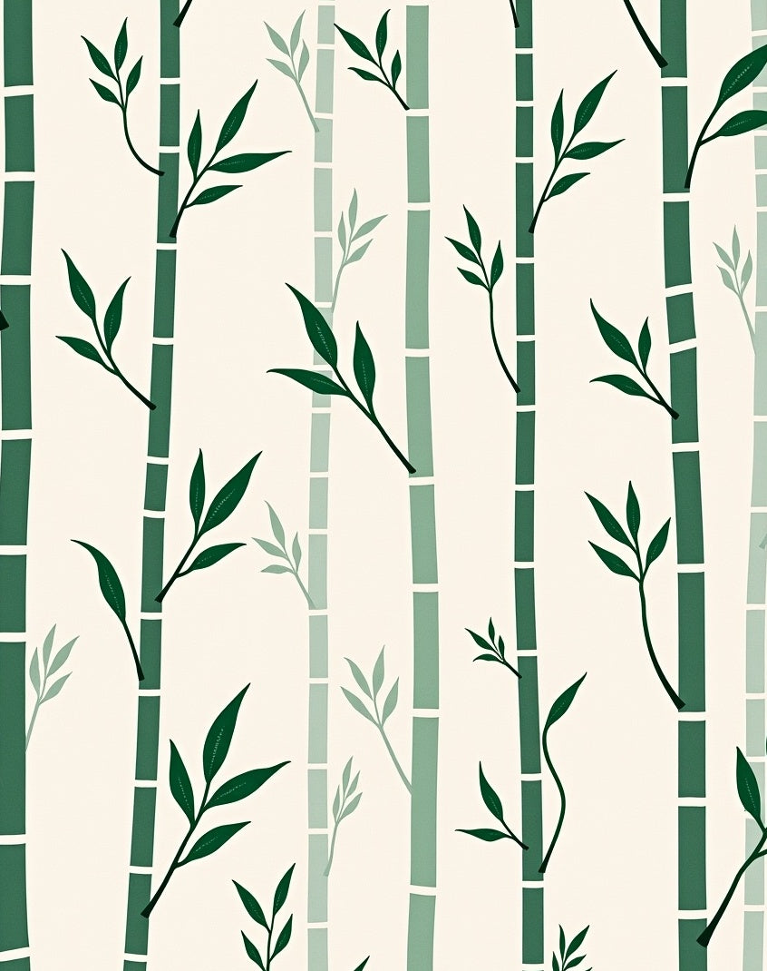 Modern Green Bamboo Forest Design Rug