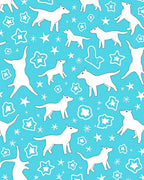 Playful White Dogs Stars Pattern Rug