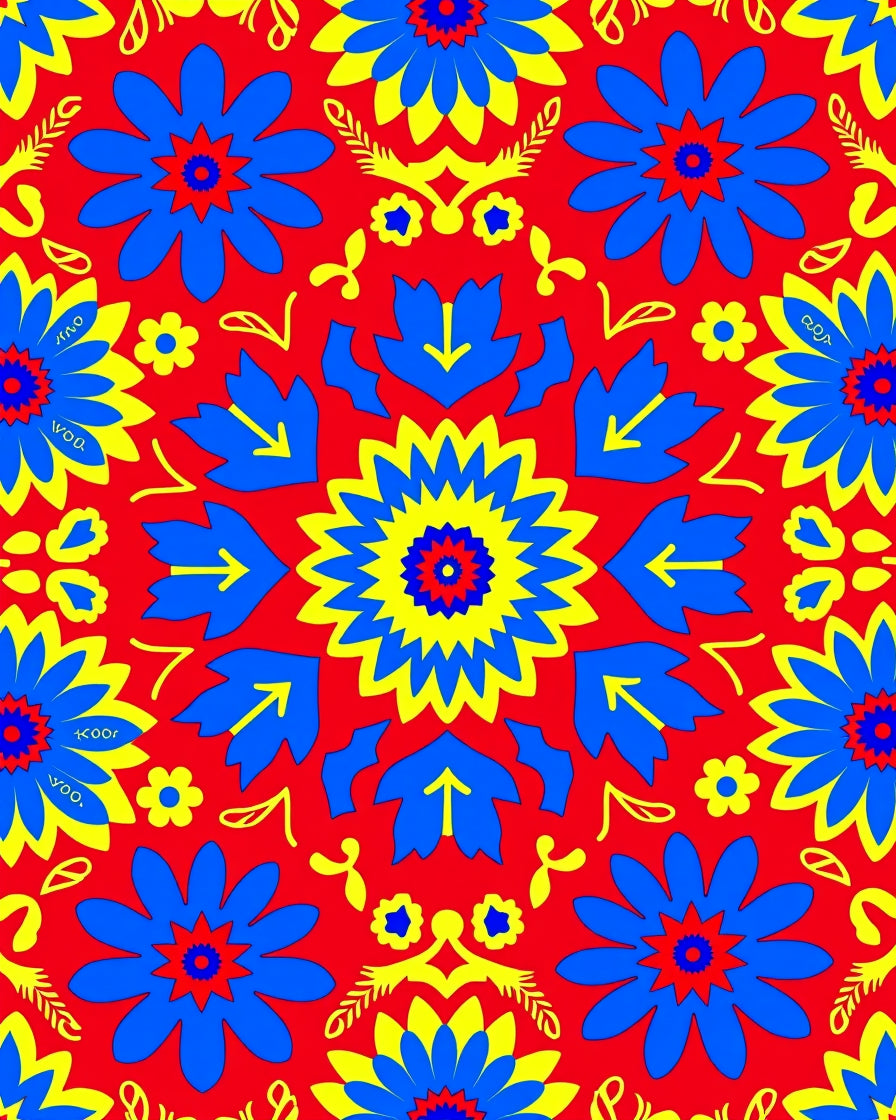 Bright Floral And Leaf Motif Rug
