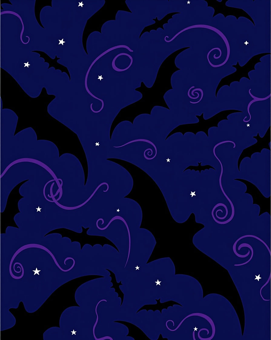 Dark Night Bat Swirls Design Rug