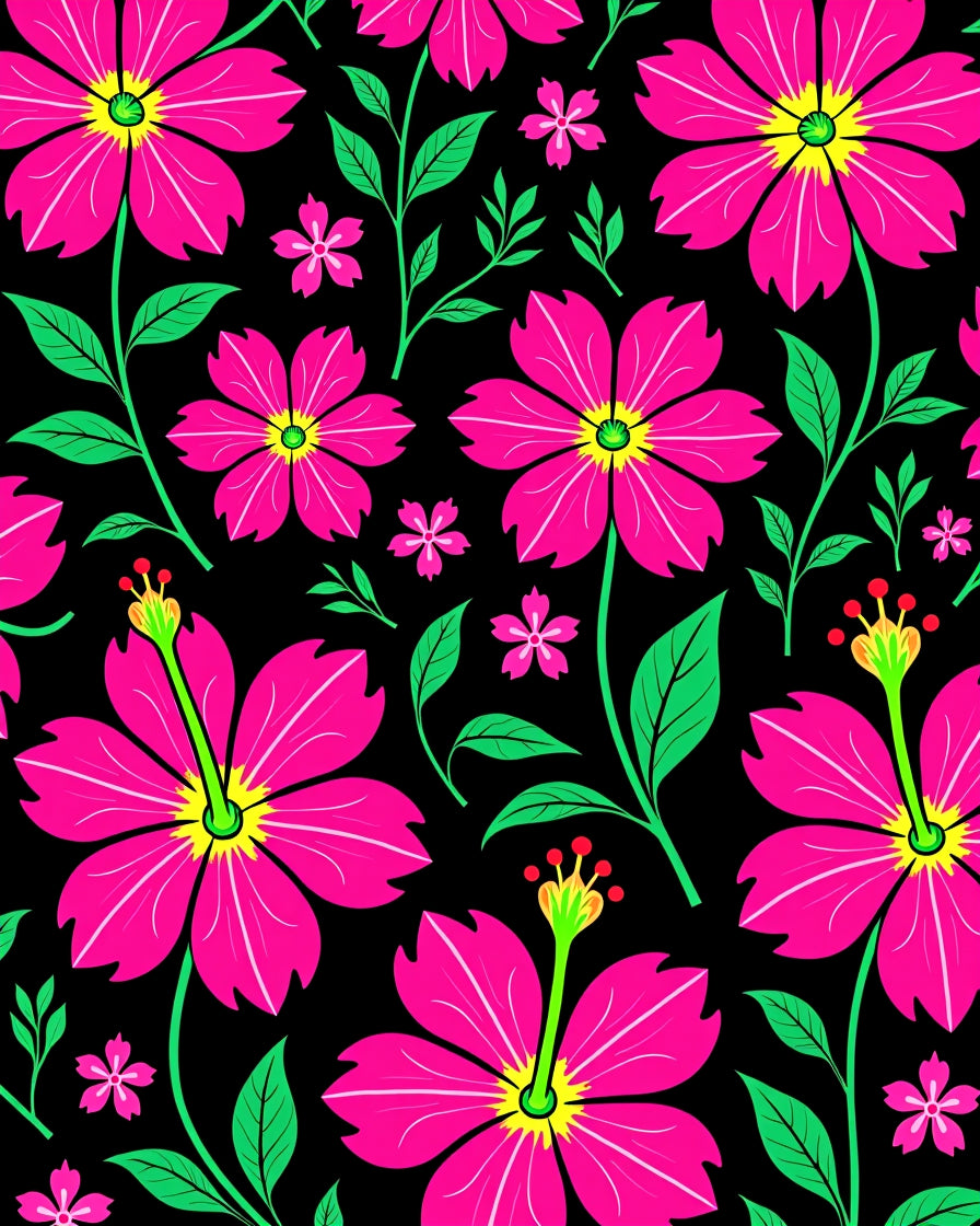 Vibrant Pink Floral Pattern Design Rug