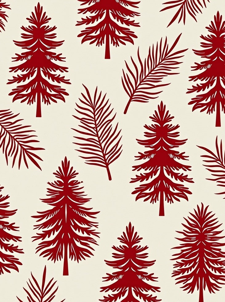 Deep Red Forest Silhouette Pattern Rug