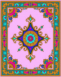 Vibrant Floral Medallion Border Pattern Rug