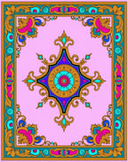 Vibrant Floral Medallion Border Pattern Rug