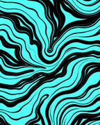 Black Aqua Wavy Abstract Pattern Rug