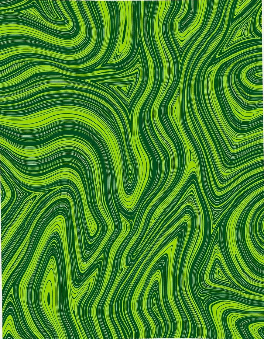 Vibrant Green Wavy Swirl Design Rug