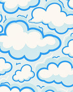 Whimsical Blue Cloud Pattern Rug