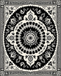 Black and Cream Intricate Floral Mandala Rug