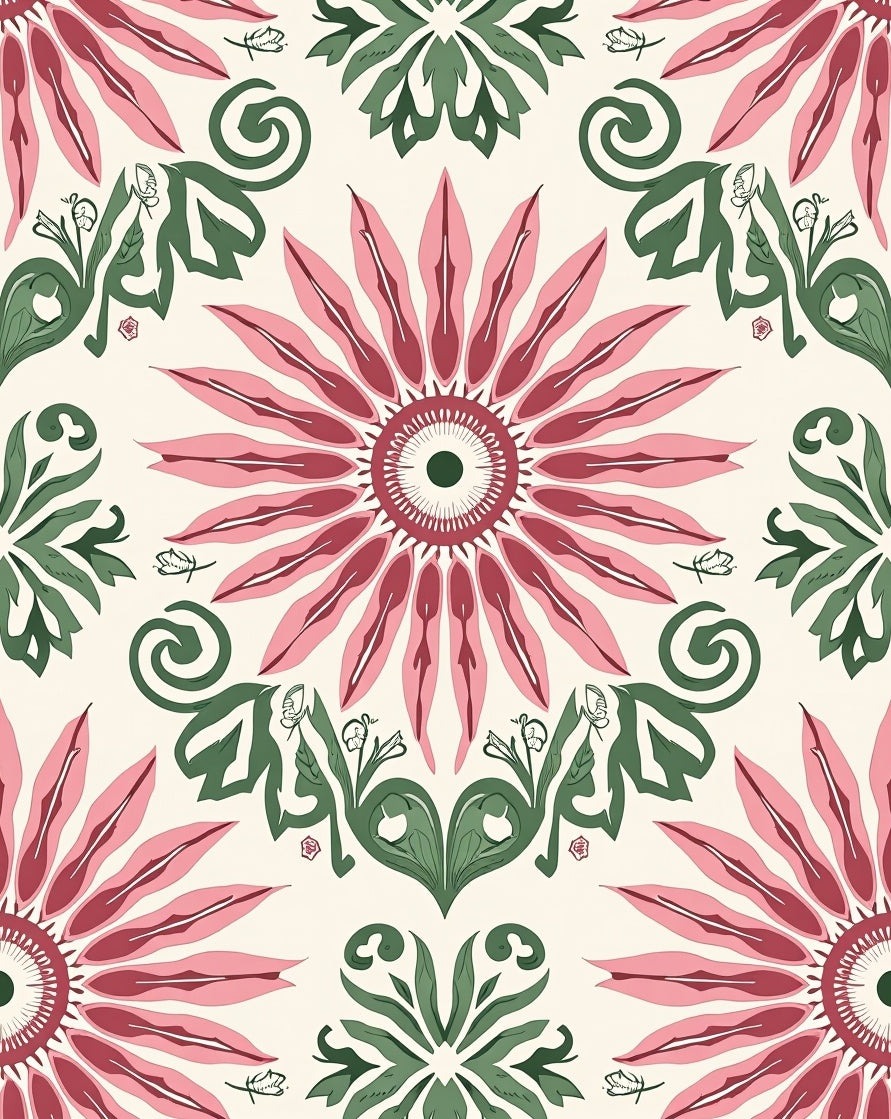 Pink Daisy Floral Pattern Rug