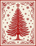 Traditional Red Christmas Tree Snowflake Rug