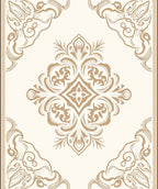 Elegant Beige Floral Mandala Rug