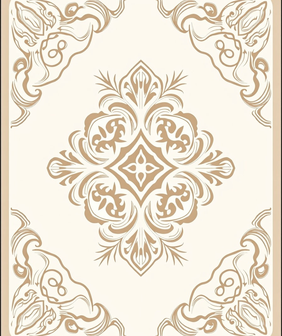 Elegant Beige Floral Mandala Rug