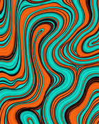 Vibrant Wavy Orange Teal Stripe Pattern Rug