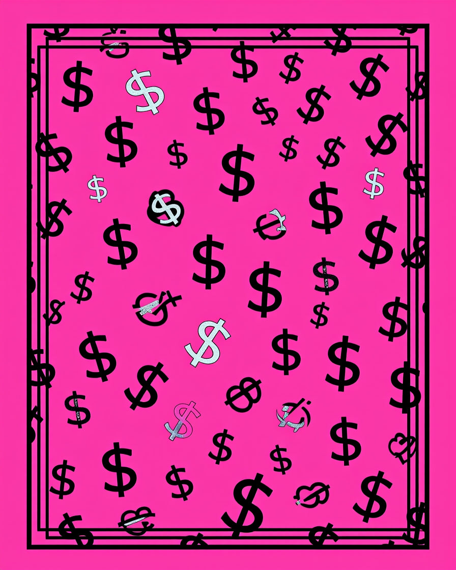 Bold Pink Dollar Sign Pattern Rug