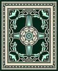 Emerald Cream Teal Floral Mandala Rug