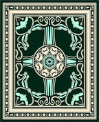 Emerald Cream Teal Floral Mandala Rug