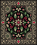 Black Folk Art Floral Medallion Rug