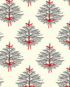 Minimalist Red Ribbon Pine Tree Rug