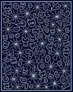 Whimsical Cat Doodle Starburst Pattern Rug