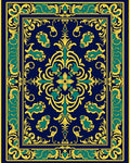 Deep Blue Golden Emerald Floral Medallion Rug