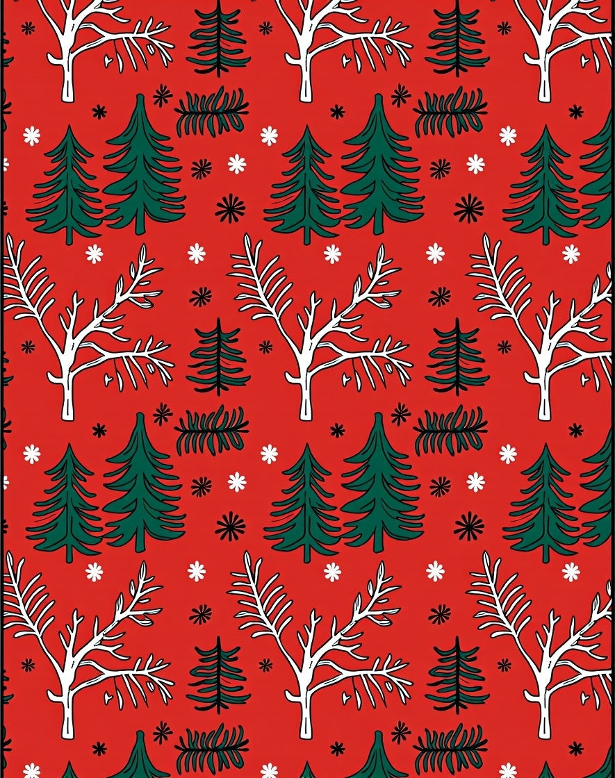 Winter Woodland Tree Pattern Rug