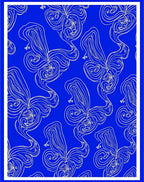 Abstract Blue Swirls Line Art Rug