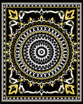 Bold Black Yellow Ornamental Mandala Rug