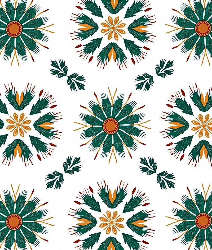 Abstract Floral Sunburst Pattern Rug