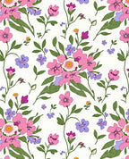 Vibrant Pink Purple Floral Pattern Rug