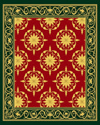 Ornate Red Gold Floral Medallion Design Rug