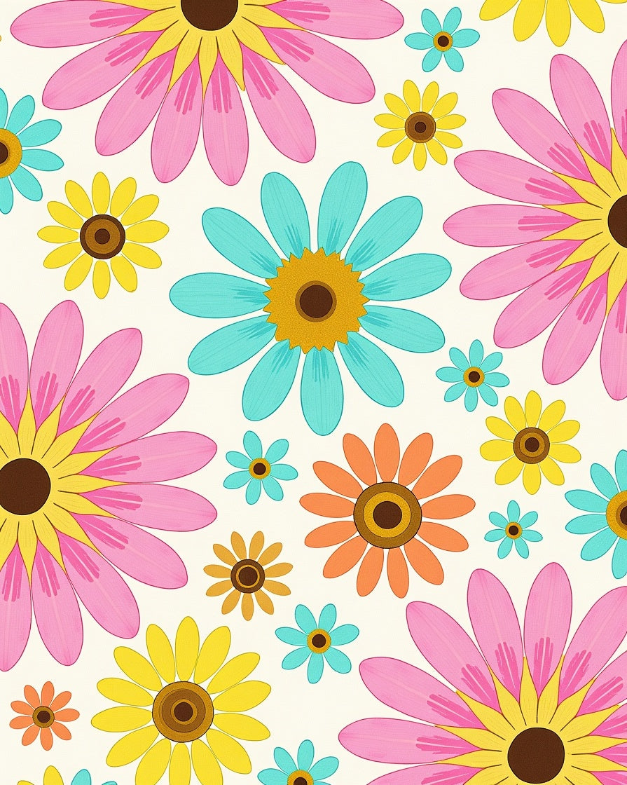 Retro Floral Colorful Petal Pattern Rug